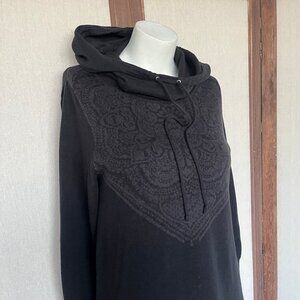 Prana Black Knitted Pullover Hoodie Dress